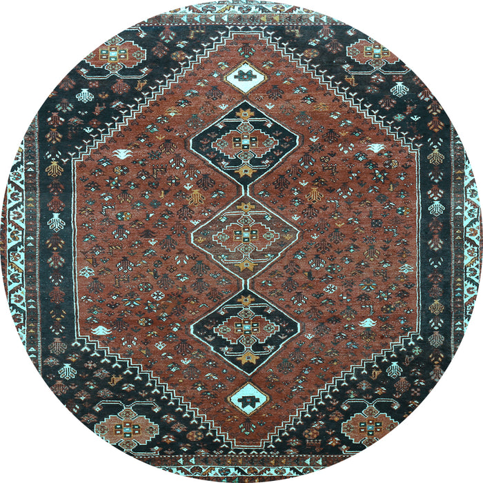 Round Machine Washable Persian Light Blue Traditional Rug, wshtr878lblu