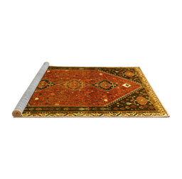 Sideview of Machine Washable Persian Yellow Traditional Rug, wshtr878yw
