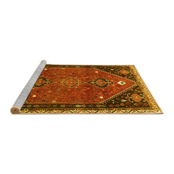 Sideview of Machine Washable Persian Yellow Traditional Rug, wshtr878yw