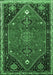 Machine Washable Persian Emerald Green Traditional Area Rugs, wshtr878emgrn