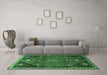 Machine Washable Persian Emerald Green Traditional Area Rugs in a Living Room,, wshtr878emgrn