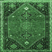 Square Persian Emerald Green Traditional Rug, tr878emgrn