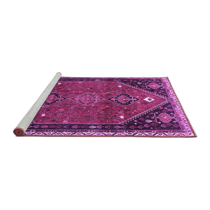 Sideview of Machine Washable Persian Purple Traditional Area Rugs, wshtr878pur