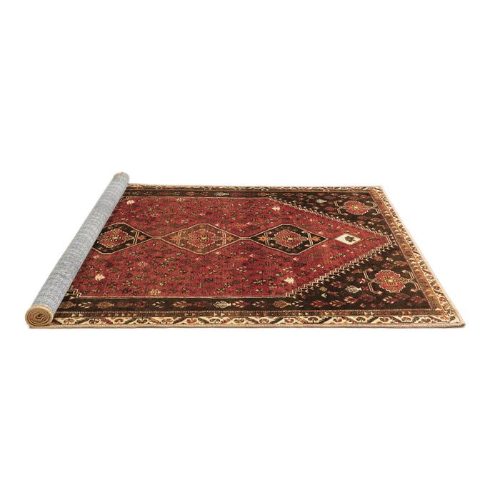 Sideview of Machine Washable Persian Brown Traditional Rug, wshtr878brn