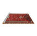 Sideview of Machine Washable Traditional Gold Brown Rug, wshtr879