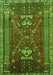 Serging Thickness of Machine Washable Persian Green Traditional Area Rugs, wshtr879grn