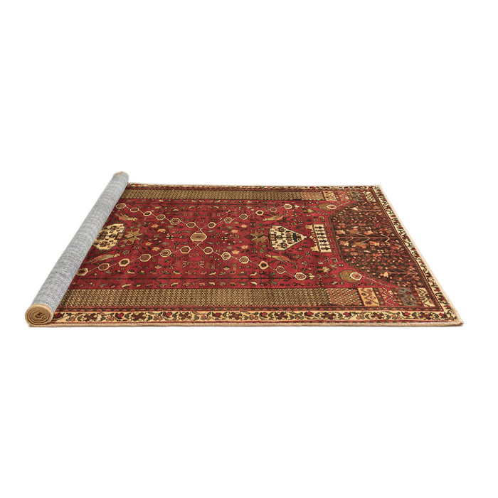 Sideview of Machine Washable Persian Brown Traditional Rug, wshtr879brn