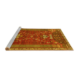 Sideview of Machine Washable Persian Yellow Traditional Rug, wshtr879yw