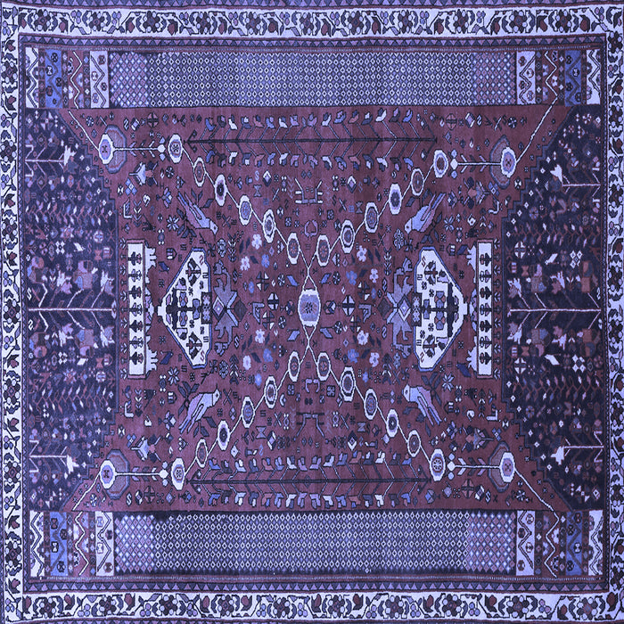 Square Machine Washable Persian Blue Traditional Rug, wshtr879blu