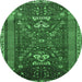 Round Persian Emerald Green Traditional Rug, tr879emgrn