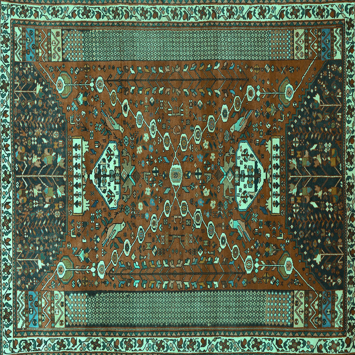 Square Persian Turquoise Traditional Rug, tr879turq