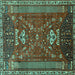 Square Persian Turquoise Traditional Rug, tr879turq