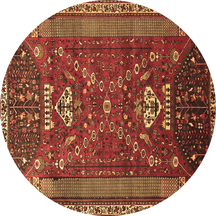 Round Persian Brown Traditional Rug, tr879brn