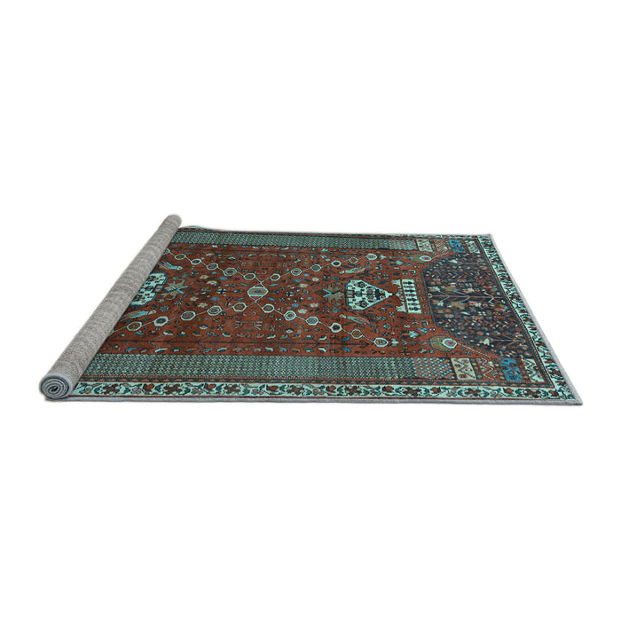 Sideview of Machine Washable Persian Light Blue Traditional Rug, wshtr879lblu