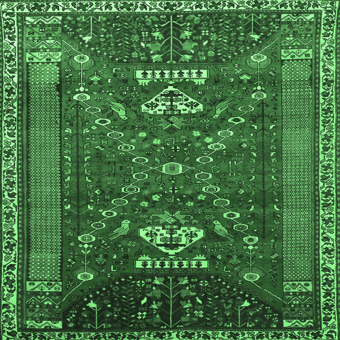 Square Persian Emerald Green Traditional Rug, tr879emgrn