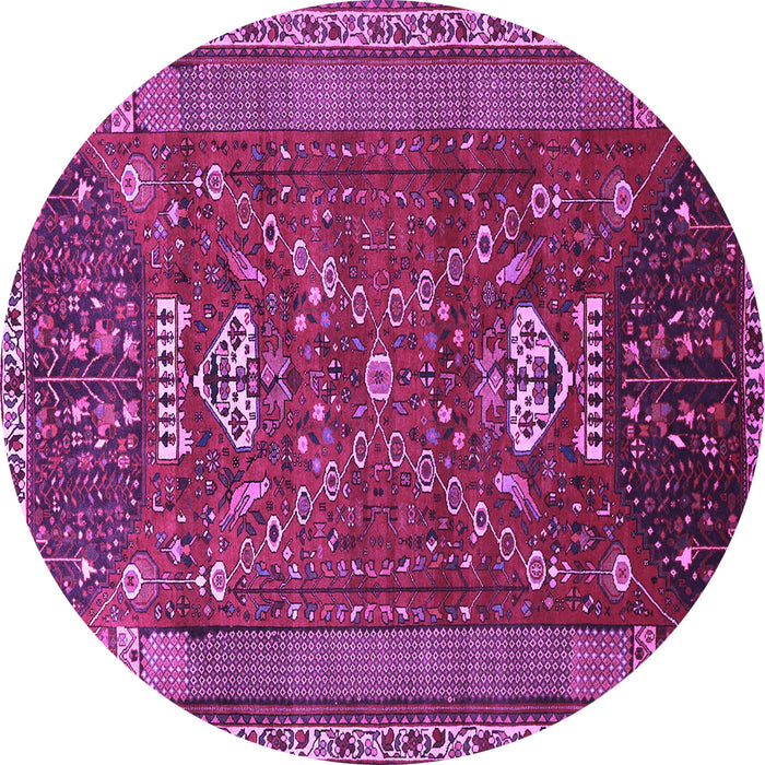 Round Machine Washable Persian Purple Traditional Area Rugs, wshtr879pur