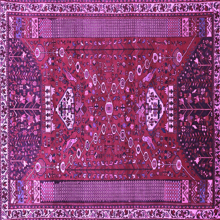 Square Machine Washable Persian Purple Traditional Area Rugs, wshtr879pur