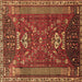 Square Machine Washable Persian Brown Traditional Rug, wshtr879brn