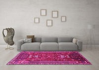 Machine Washable Persian Pink Traditional Rug, wshtr879pnk