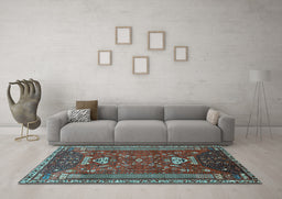 Machine Washable Persian Light Blue Traditional Rug in a Living Room, wshtr879lblu