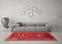 Machine Washable Persian Red Traditional Rug, wshtr879red