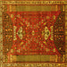 Square Machine Washable Persian Yellow Traditional Rug, wshtr879yw