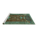 Sideview of Machine Washable Persian Turquoise Traditional Area Rugs, wshtr879turq