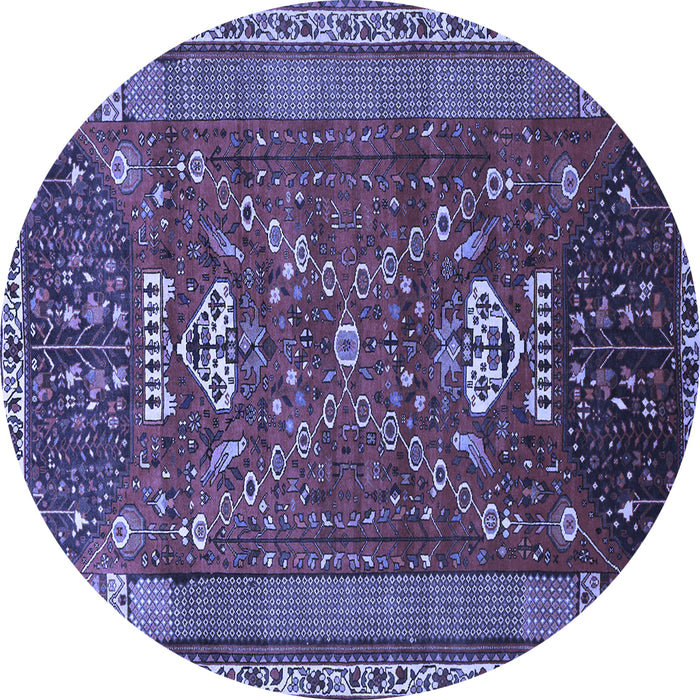 Round Persian Blue Traditional Rug, tr879blu