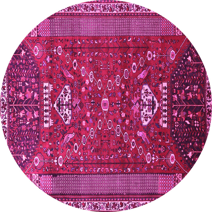 Round Machine Washable Persian Pink Traditional Rug, wshtr879pnk