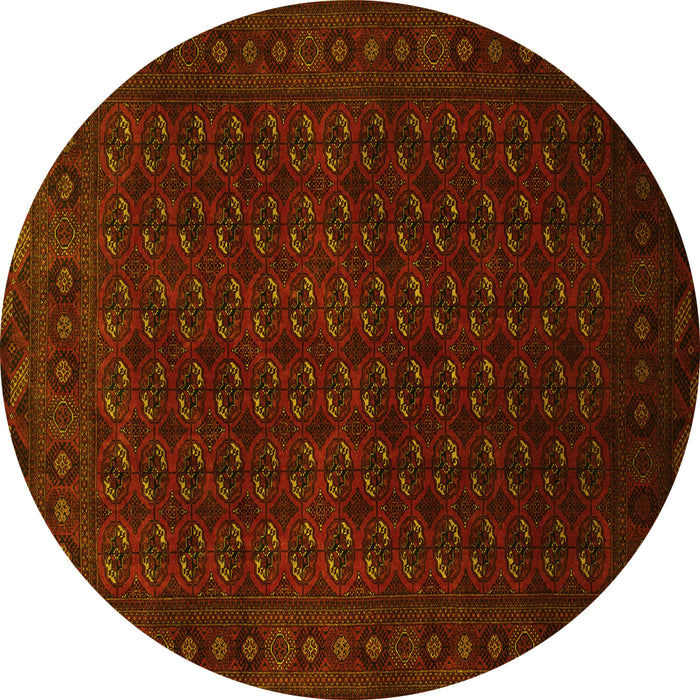 Round Machine Washable Persian Yellow Traditional Rug, wshtr87yw