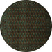 Round Persian Turquoise Traditional Rug, tr87turq