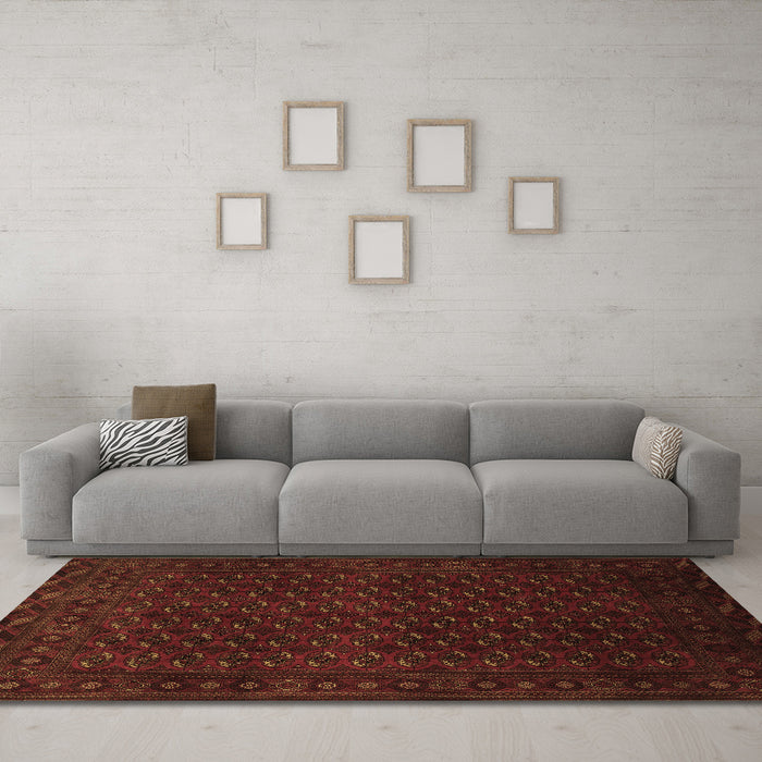 Machine Washable Persian Brown Traditional Rug in a Living Room,, wshtr87brn