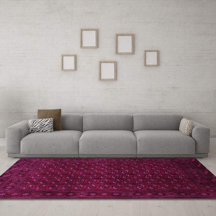 Machine Washable Persian Pink Traditional Rug in a Living Room, wshtr87pnk