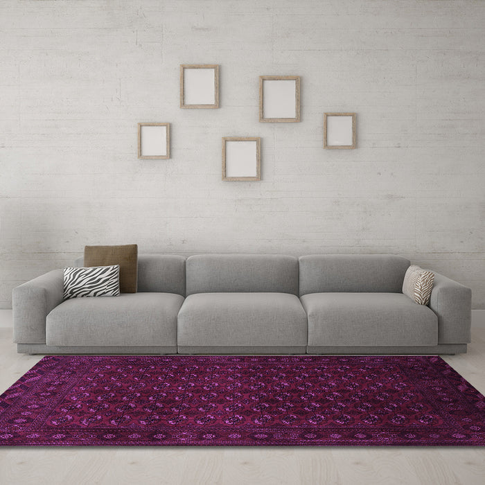 Machine Washable Persian Purple Traditional Area Rugs in a Living Room, wshtr87pur