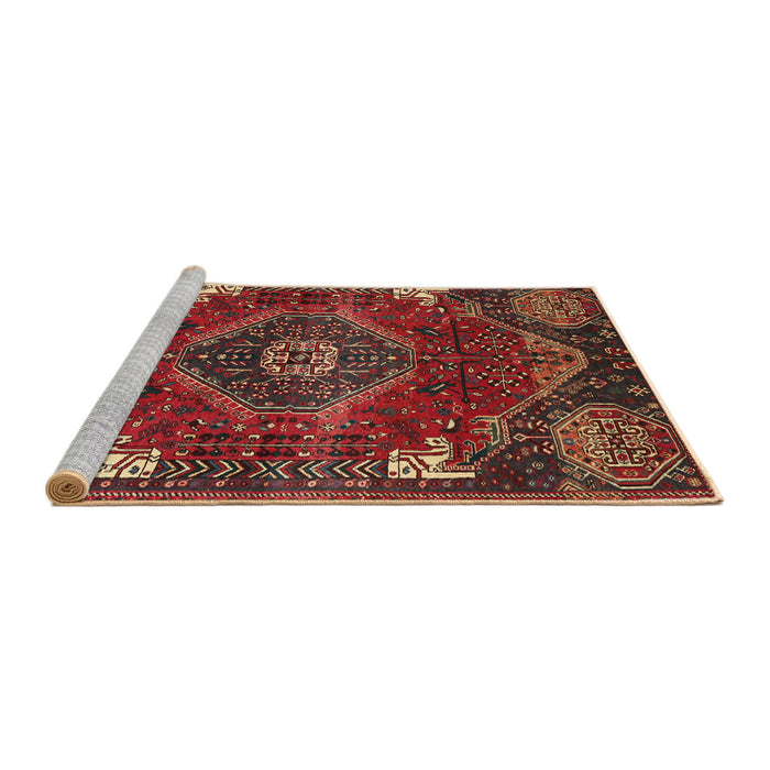 Sideview of Machine Washable Traditional Brown Rug, wshtr880
