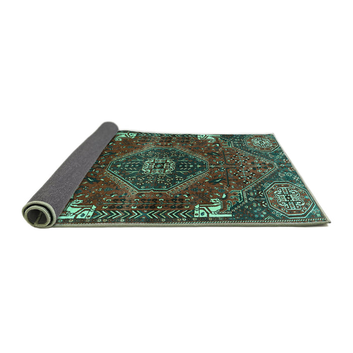 Sideview of Persian Turquoise Traditional Rug, tr880turq