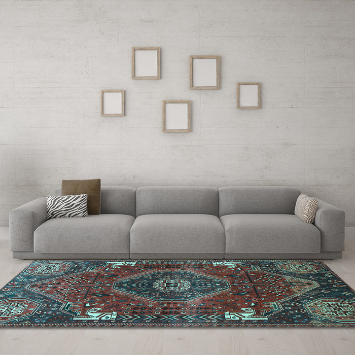 Machine Washable Persian Light Blue Traditional Rug in a Living Room, wshtr880lblu