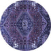 Round Machine Washable Persian Blue Traditional Rug, wshtr880blu