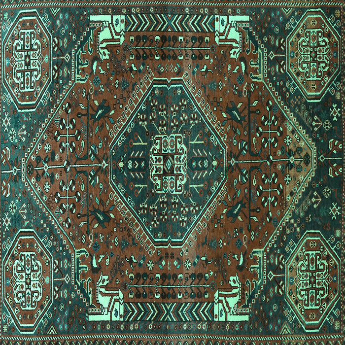 Square Machine Washable Persian Turquoise Traditional Area Rugs, wshtr880turq