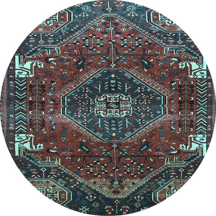 Round Machine Washable Persian Light Blue Traditional Rug, wshtr880lblu