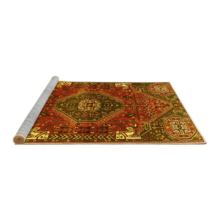 Sideview of Machine Washable Persian Yellow Traditional Rug, wshtr880yw