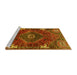 Sideview of Machine Washable Persian Yellow Traditional Rug, wshtr880yw