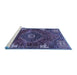 Sideview of Machine Washable Persian Blue Traditional Rug, wshtr880blu