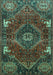 Machine Washable Persian Turquoise Traditional Area Rugs, wshtr880turq