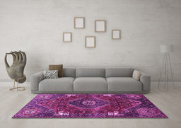 Machine Washable Persian Purple Traditional Area Rugs in a Living Room, wshtr880pur