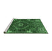 Sideview of Machine Washable Persian Emerald Green Traditional Area Rugs, wshtr880emgrn