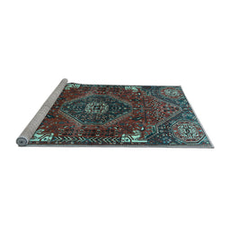 Sideview of Machine Washable Persian Light Blue Traditional Rug, wshtr880lblu