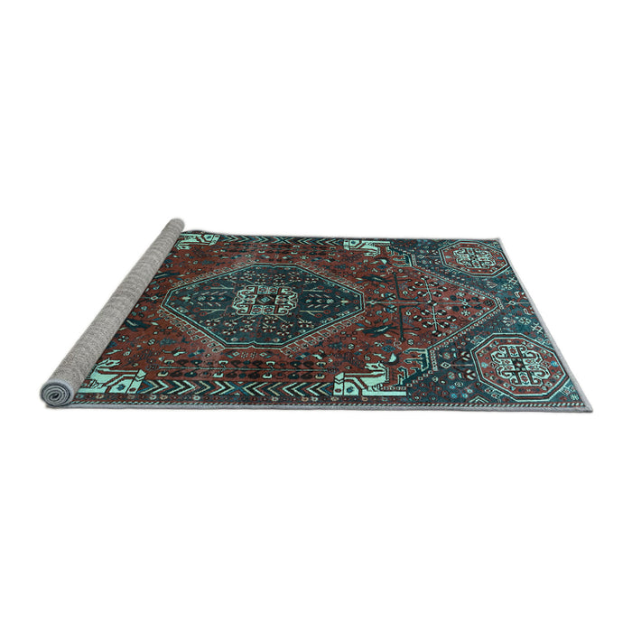 Sideview of Machine Washable Persian Light Blue Traditional Rug, wshtr880lblu