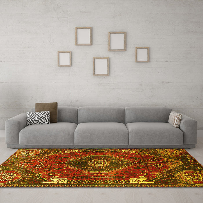 Machine Washable Persian Yellow Traditional Rug in a Living Room, wshtr880yw