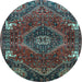 Round Persian Light Blue Traditional Rug, tr880lblu
